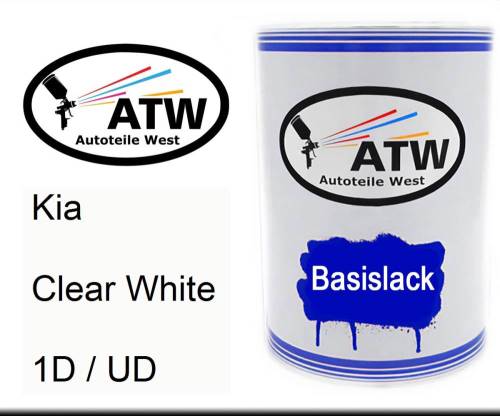 Kia, Clear White, 1D / UD: 500ml Lackdose, von ATW Autoteile West.